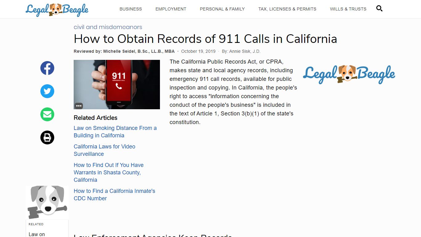 How to Obtain Records of 911 Calls in California | Legal ...