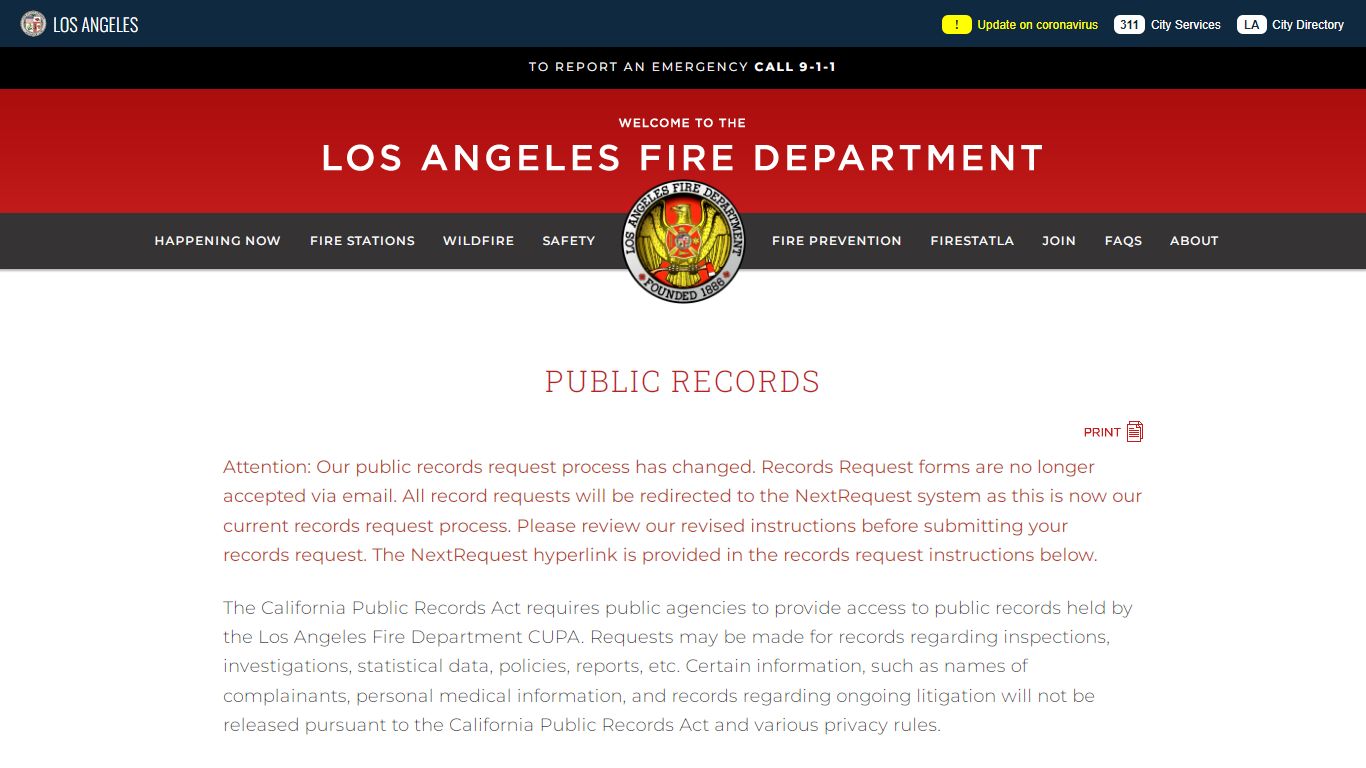 Public Records | Los Angeles Fire Department